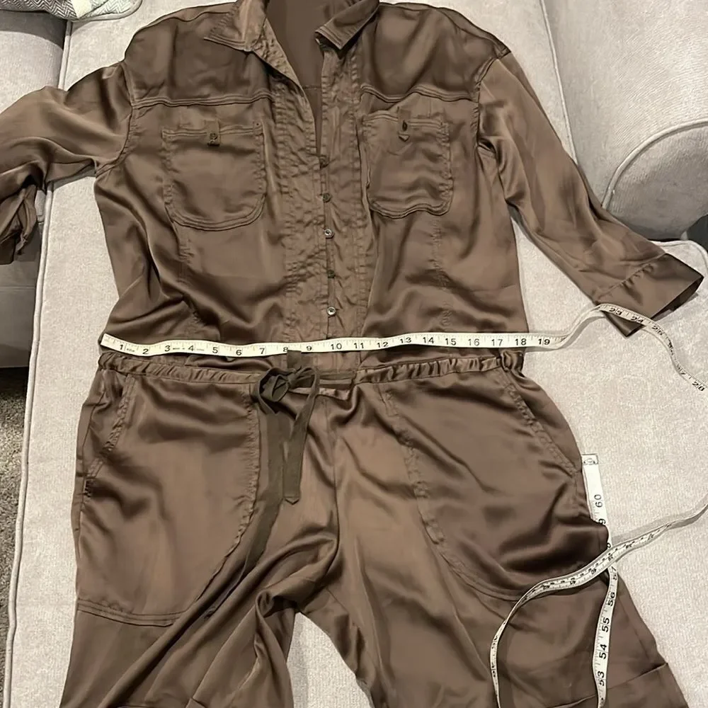 Zara satin romper w/ pockets
